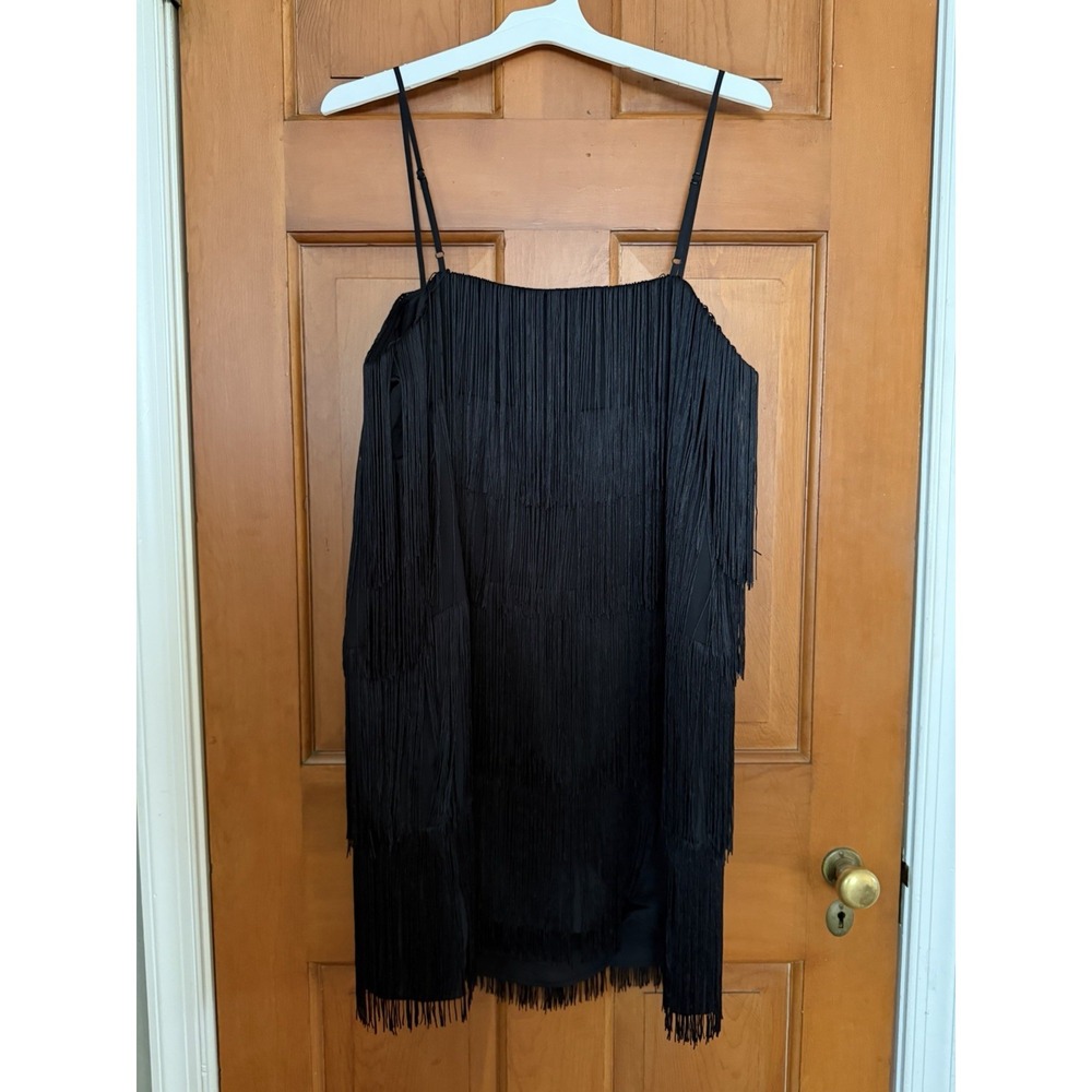 Women's A New Day Black Layered Fringe Mini Dress Size Large NWT Western Dress - Picture 5 of 6